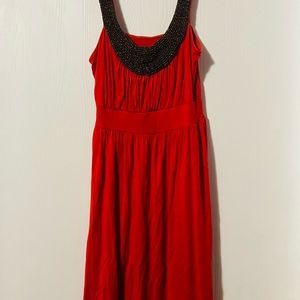 Women’s\juniors vibrant vermilion neak line beaded dress